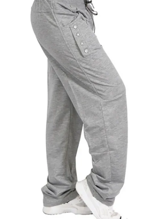 New Women's Pants Trousers Sporty Casual Lounge Full Length Natural Solid Color Micro-elastic Vacation Daily Weekend Black Dark Navy Light Grey Dark Gray Fall Winter Regular Fit Women Pants