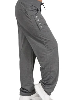New Women's Pants Trousers Sporty Casual Lounge Full Length Natural Solid Color Micro-elastic Vacation Daily Weekend Black Dark Navy Light Grey Dark Gray Fall Winter Regular Fit Women Pants