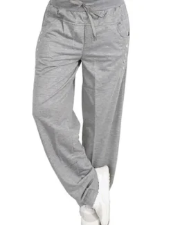 New Women's Pants Trousers Sporty Casual Lounge Full Length Natural Solid Color Micro-elastic Vacation Daily Weekend Black Dark Navy Light Grey Dark Gray Fall Winter Regular Fit Women Pants