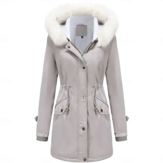 Clearance Women's Parka Jacket Hiking Windbreaker Hiking Fleece Jacket Winter Outdoor Thermal Warm Fleece Lining Windproof Winter Jacket Full Length Visible Zipper Fishing Camping / Hiking / Caving Traveling Women Puffers & Parka
