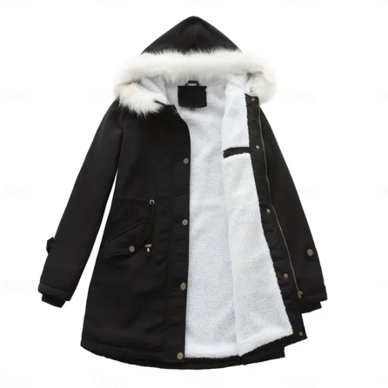 Clearance Women's Parka Jacket Hiking Windbreaker Hiking Fleece Jacket Winter Outdoor Thermal Warm Fleece Lining Windproof Winter Jacket Full Length Visible Zipper Fishing Camping / Hiking / Caving Traveling Women Puffers & Parka