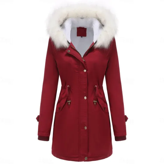 Clearance Women's Parka Jacket Hiking Windbreaker Hiking Fleece Jacket Winter Outdoor Thermal Warm Fleece Lining Windproof Winter Jacket Full Length Visible Zipper Fishing Camping / Hiking / Caving Traveling Women Puffers & Parka