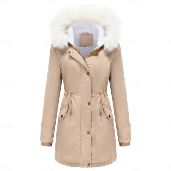 Clearance Women's Parka Jacket Hiking Windbreaker Hiking Fleece Jacket Winter Outdoor Thermal Warm Fleece Lining Windproof Winter Jacket Full Length Visible Zipper Fishing Camping / Hiking / Caving Traveling Women Puffers & Parka