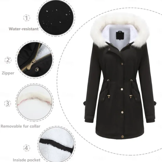 Clearance Women's Parka Jacket Hiking Windbreaker Hiking Fleece Jacket Winter Outdoor Thermal Warm Fleece Lining Windproof Winter Jacket Full Length Visible Zipper Fishing Camping / Hiking / Caving Traveling Women Puffers & Parka