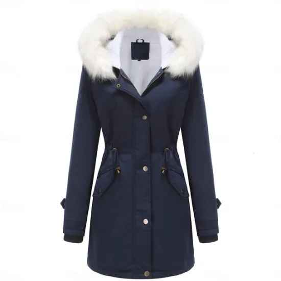 Clearance Women's Parka Jacket Hiking Windbreaker Hiking Fleece Jacket Winter Outdoor Thermal Warm Fleece Lining Windproof Winter Jacket Full Length Visible Zipper Fishing Camping / Hiking / Caving Traveling Women Puffers & Parka
