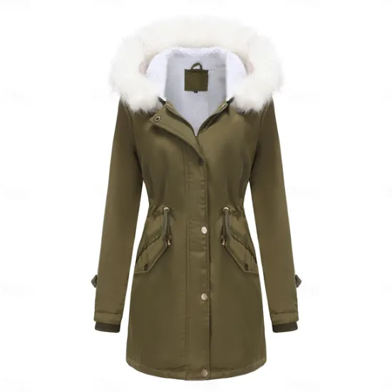 Clearance Women's Parka Jacket Hiking Windbreaker Hiking Fleece Jacket Winter Outdoor Thermal Warm Fleece Lining Windproof Winter Jacket Full Length Visible Zipper Fishing Camping / Hiking / Caving Traveling Women Puffers & Parka