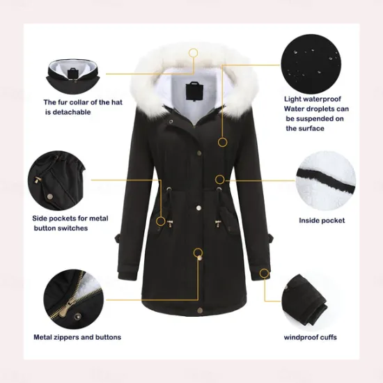 Clearance Women's Parka Jacket Hiking Windbreaker Hiking Fleece Jacket Winter Outdoor Thermal Warm Fleece Lining Windproof Winter Jacket Full Length Visible Zipper Fishing Camping / Hiking / Caving Traveling Women Puffers & Parka