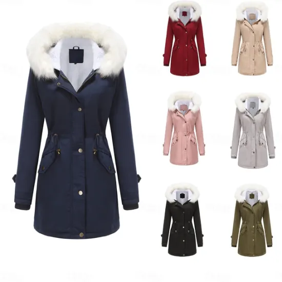 Clearance Women's Parka Jacket Hiking Windbreaker Hiking Fleece Jacket Winter Outdoor Thermal Warm Fleece Lining Windproof Winter Jacket Full Length Visible Zipper Fishing Camping / Hiking / Caving Traveling Women Puffers & Parka
