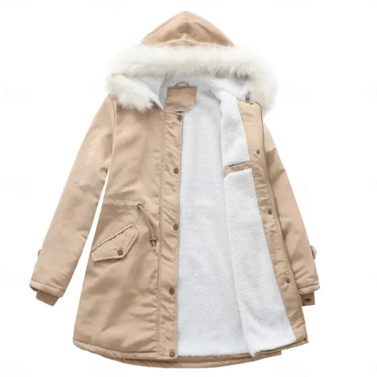 Clearance Women's Parka Jacket Hiking Windbreaker Hiking Fleece Jacket Winter Outdoor Thermal Warm Fleece Lining Windproof Winter Jacket Full Length Visible Zipper Fishing Camping / Hiking / Caving Traveling Women Puffers & Parka
