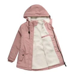 Sale Women's Parka Waterproof Puffer Jacket Thermal Warm Heated Coat Fleece Lined Winter Coat Windproof Outdoor Zip up Hooded Coat Sports Hiking Jacket Purple Pink Women Women's Jacket