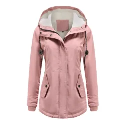 Sale Women's Parka Waterproof Puffer Jacket Thermal Warm Heated Coat Fleece Lined Winter Coat Windproof Outdoor Zip up Hooded Coat Sports Hiking Jacket Purple Pink Women Women's Jacket