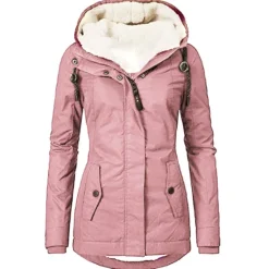 Sale Women's Parka Waterproof Puffer Jacket Thermal Warm Heated Coat Fleece Lined Winter Coat Windproof Outdoor Zip up Hooded Coat Sports Hiking Jacket Purple Pink Women Women's Jacket