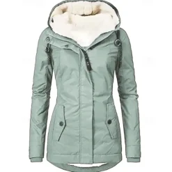 Sale Women's Parka Waterproof Puffer Jacket Thermal Warm Heated Coat Fleece Lined Winter Coat Windproof Outdoor Zip up Hooded Coat Sports Hiking Jacket Purple Pink Women Women's Jacket
