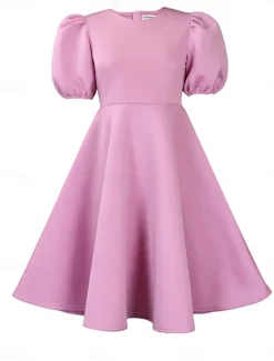 Hot Women's Party Dress Homecoming Dress Cocktail Dress Ruched Crew Neck Short Sleeve Midi Dress Wedding Guest Birthday Black White Summer Spring Women Cocktail Dress