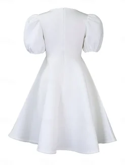Hot Women's Party Dress Homecoming Dress Cocktail Dress Ruched Crew Neck Short Sleeve Midi Dress Wedding Guest Birthday Black White Summer Spring Women Cocktail Dress