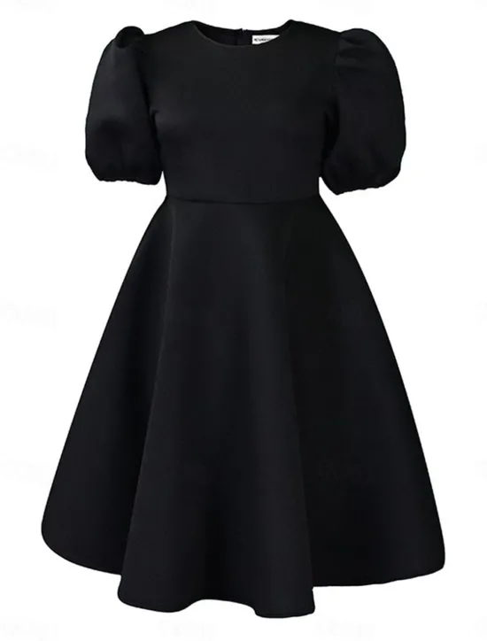 Hot Women's Party Dress Homecoming Dress Cocktail Dress Ruched Crew Neck Short Sleeve Midi Dress Wedding Guest Birthday Black White Summer Spring Women Cocktail Dress