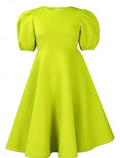 Hot Women's Party Dress Homecoming Dress Cocktail Dress Ruched Crew Neck Short Sleeve Midi Dress Wedding Guest Birthday Black White Summer Spring Women Cocktail Dress