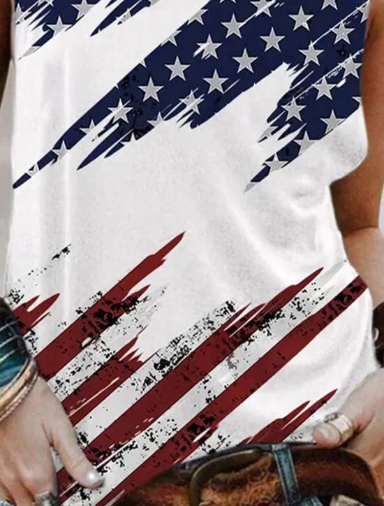 Outlet Women's Patriotic Camisole Tank Top Graphic Flag Daily Stylish Casual Sleeveless Crew Neck Regular Tops Daily Holiday Summer Spring Women Independence Day Top