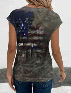 Discount Women's Patriotic Camisole Tank Top Graphic Flag Stylish Casual Sleeveless V Neck Regular Tops Daily Print Summer Women Independence Day Top