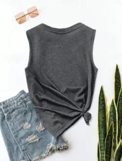Sale Women's Patriotic Camisole Tank Top Graphic Flag Vintage Tropical Daily Sleeveless Crew Neck Regular Tops Daily Holiday White Dark Gray Beige Summer Spring Women Independence Day Top