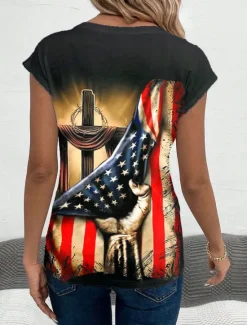 Discount Women's Patriotic Camisole Tank Top Graphic Flag Stylish Casual Sleeveless V Neck Regular Tops Daily Print Summer Women Independence Day Top