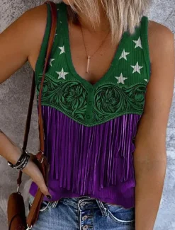 Discount Women's Patriotic Camisole Tank Top Flag Stylish Casual Sleeveless Sleeveless V Neck Regular Tops Daily Print Red Purple Green Summer Spring Women Independence Day Top