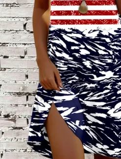 Women's Patriotic Dress Mini Dress Casual Dress T Shirt Dress A Line Dress Stylish Casual Regular Fit Graphic Flag Red White And Blue Short Sleeve Crew Neck Women Independence Day Dress