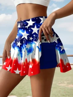 Sale Women's Patriotic Skirt Fashion Casual Mini High Waist Skirts Graphic Stretchy Daily Black Red Royal Blue Dark Blue Summer Polyester Women Skirts