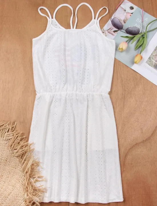Women's Patriotic Swimwear Cover Up Swim Dress Swimsuit Cut Out Vacation Beach Wear Solid Color Round Neck Sleeveless Bathing Suits Women Independence Day Dress