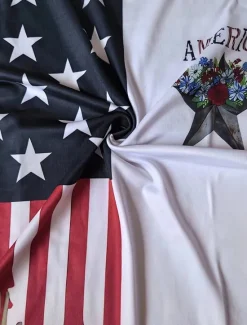 Online Women's Patriotic T Shirt Graphic Flag Vintage Stylish Classic Short Sleeve Crew Neck Round Neck Regular Tops Daily Print Summer Spring Women Independence Day Top
