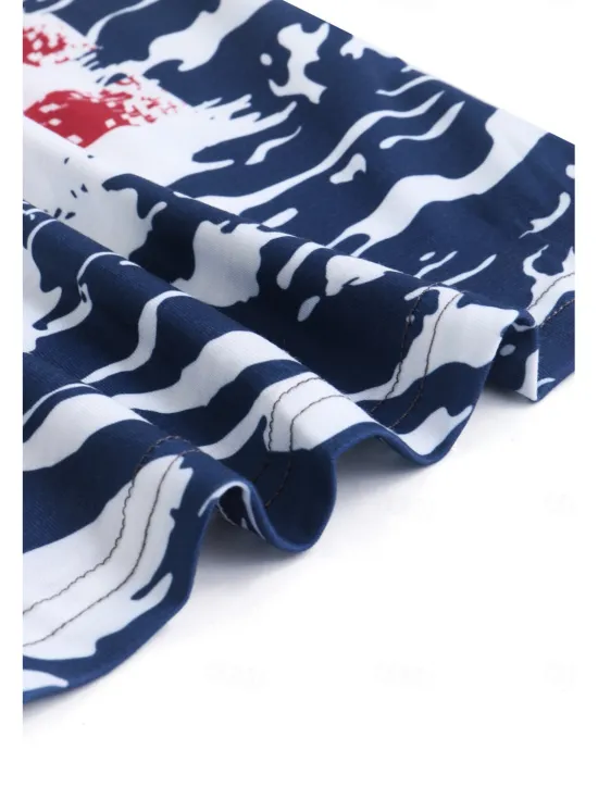 Women's Patriotic T Shirt USA National Flag Fashion Red White And Blue Short Sleeve Crew Neck Regular Tops Daily Weekend Print Summer Women Independence Day Top