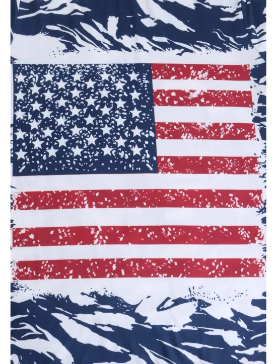 Women's Patriotic T Shirt USA National Flag Fashion Red White And Blue Short Sleeve Crew Neck Regular Tops Daily Weekend Print Summer Women Independence Day Top