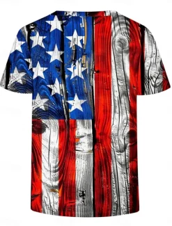 Clearance Women's Patriotic T Shirt Graphic Flag Vintage Stylish Casual Short Sleeve V Neck Regular Tops Daily Print Black Red Blue Summer Spring Women Independence Day Top