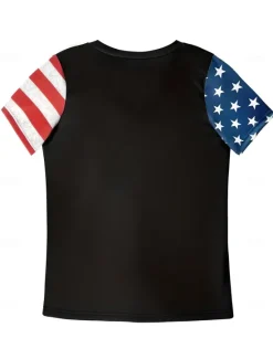 Outlet Women's Patriotic T Shirt Graphic American Flag Vintage Stylish Classic Short Sleeve V Neck Regular Tops Daily Weekend Print Black Summer Spring Women Independence Day Top