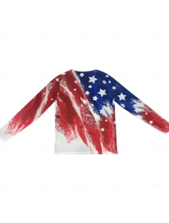 Online Women's Patriotic Blouse Graphic Flag Flag Casual Red White And Blue Regular Tops Daily Print Women Independence Day Top