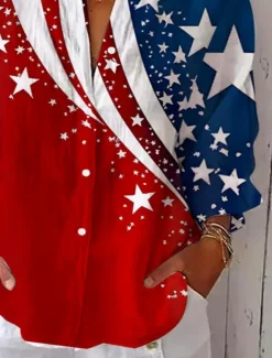 Clearance Women's Patriotic Shirt Graphic Flag USA Vintage Tropical Daily Regular Tops Work Daily s Print Spring Women Independence Day Top