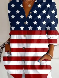 Discount Women's Patriotic Shirt Graphic Flag Butterfly Vintage Stylish Casual Regular Tops Daily White Blue Spring Women Independence Day Top