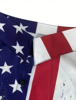Women's Patriotic Shirt Graphic Flag Casual White And Blue Regular Tops Work Daily s Print Spring Fall Winter Women Independence Day Top