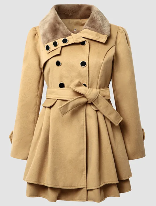 Online Women's Pea Coat Long Coat Duble Breasted Dress Coat Belted Winter Coat Warm Windproof Trench Coat Slim Fit Elegant Casual Jacket Long Sleeve Outerwear Women Coats & Trench Coats