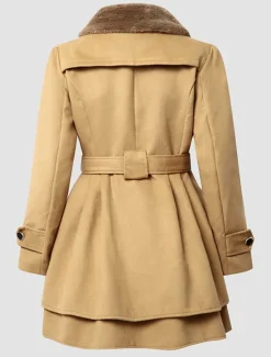 Online Women's Pea Coat Long Coat Duble Breasted Dress Coat Belted Winter Coat Warm Windproof Trench Coat Slim Fit Elegant Casual Jacket Long Sleeve Outerwear Women Coats & Trench Coats