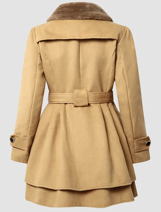 Online Women's Pea Coat Long Coat Duble Breasted Dress Coat Belted Winter Coat Warm Windproof Trench Coat Slim Fit Elegant Casual Jacket Long Sleeve Outerwear Women Coats & Trench Coats