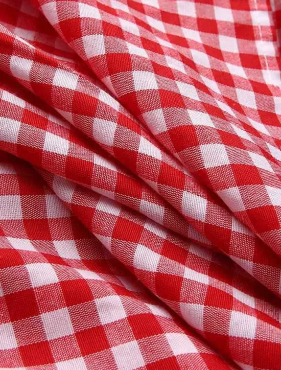 Clearance Women's Plaid Dress Casual Dress Plaid Print Crew Neck Midi Dress Vacation Half Sleeve Summer Women Vacation Dresses