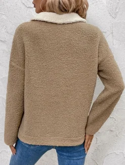 Outlet Women's Plain Fashion Casual Long Sleeve High Neck Regular Tops Street Casual Going out Patchwork Fall Winter Women Hoodies & Sweatshirts