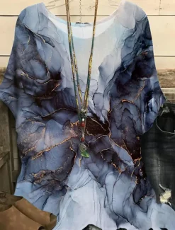 New Women's Plus Size Blouse Chiffon Vintage Streetwear Casual Print Dolman Sleeve Half Sleeve Regular Tops Crew Neck Vacation Daily Going out Black Light Green Gold Green Summer Spring Women Blouses & Shirts|Chiffon Tops