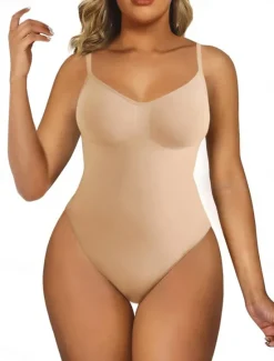 New Women's Plus Size Bodysuits Body Shaper Pure Color Fashion Hot Vacation Gyms Nylon Breathable Straps Sleeveless Backless Summer Spring Home Outfits Women Shapewear