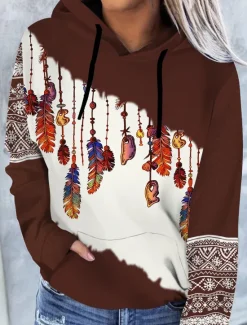Outlet Women's Plus Size Hoodie Pullover Heart Leopard Cat Casual Sports Drawstring Print Active Vintage Streetwear Long Sleeve Without Lining Micro-elastic Comfrt Breathable Soft Fabric Women Independence Day Top