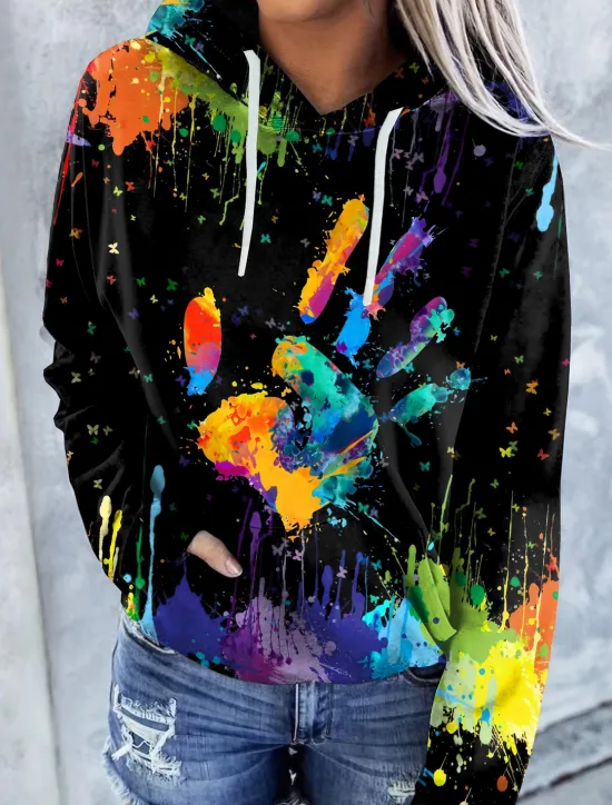Outlet Women's Plus Size Hoodie Pullover Heart Leopard Cat Casual Sports Drawstring Print Active Vintage Streetwear Long Sleeve Without Lining Micro-elastic Comfrt Breathable Soft Fabric Women Independence Day Top