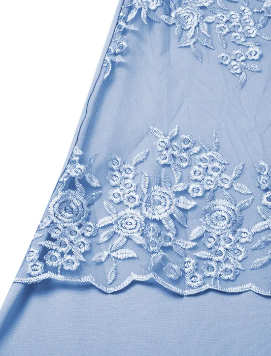 Outlet Women's Plus Size Knee Length Dress Lace Dress Dress Set Two Piece Dress Church Dress Elegant Classic Chinoiserie Formal Vacation Wedding Guest Regular Fit Pure Color Half Sleeve Crew Neck Light Blue Women Chiffon Dresses