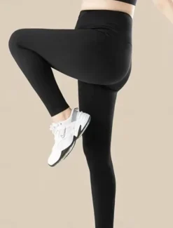 Hot Women's Plus Size Leggings Fashion Streetwear Full Length High Waist Solid Color Patchwork Comfort Breathability Soft Micro-elastic Vacation Street Daily Grey Black Fall Winter Women Leggings