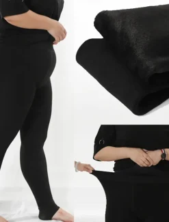 Discount Women's Plus Size Leggings Fashion Simple Full Length High Waist Plain High Cut Thermal Warm Soft Comfortable Stretchy Outdoor Home Daily Grey Black Fall Winter Plus Size Women Leggings